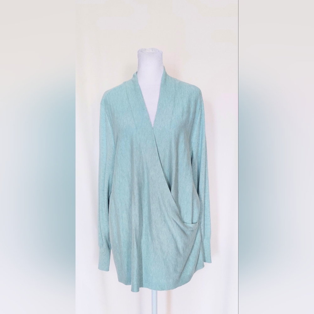 J. Jill Long Sleeve Faux Wrap Sweater Blue Womens Petite XL NWT